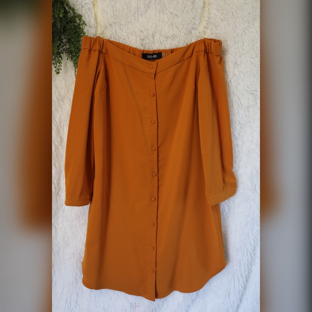 Off-Shoulder, Dark Mustard dress